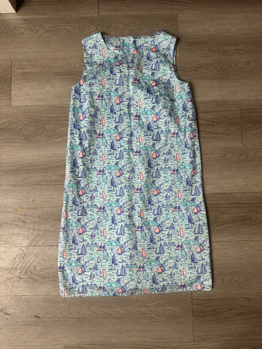 Vineyard Vines Girls Sleeveless Sailboat Print Shift Dress -sz12